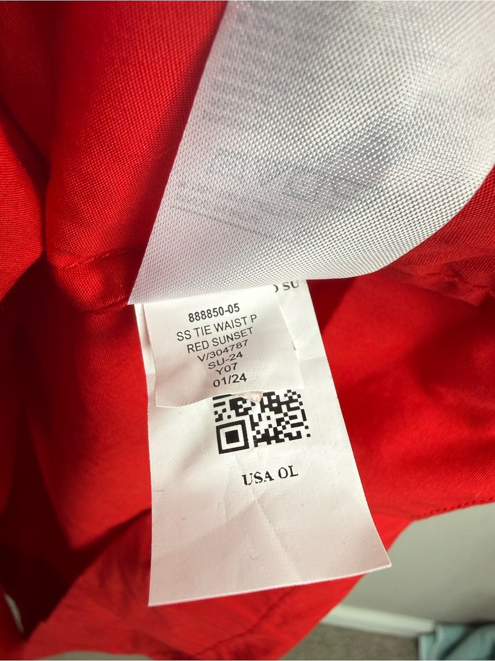 Banana Republic Factory Red Sunset Button Front Tie Waist Dress XL - Picture 11 of 12